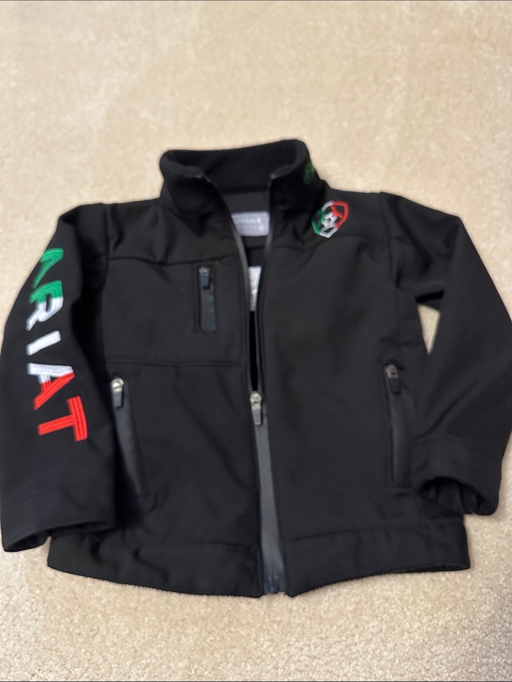 Ariat Kids Black Jacket with Red and Green Accents size 6